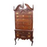  Lot 188: Thomasville Mahogany Collection highboy, 11 drawer, beautiful, 2 piece, shell carved