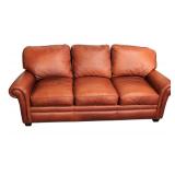Lot: 500 Hancock and Moore quality premium leather 3 cushion sofa in like new condition