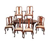 Lot 503: Henkel Harris 9pc solid wild black cherry dining room set, table with 8 chairs, like new condition, table has (2) 16