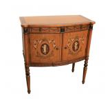  Lot 512: Paint decorate chest, satinwood 2 drawer 1 door in the manner of Maitland Smith