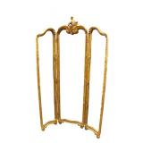  Lot 528: Harrison & Gil 3 section dressing mirror, gorgeous, highly hand carved, in the trench style, with certificate of authenticity (coa), in the gold frame, all beveled glass mirrors