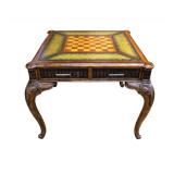  Lot 541 Coco Lloyd Buxton chess checker game table, beautiful, in the walnut finish with green leather top, french, cabriole legs