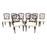 Beautiful set of 8 Kindel Winterthur Collection Grand Rapids Upholstered Mahogany Framed Dining Room Chairs, web back design, upholstery is good www.SouthJerseyAuction.com