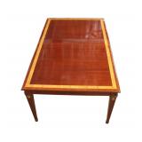 Wonderful Kindel Winterthur Collection Grand Rapids Mahogany and Banded Dining Room Table w/16" leaf very good condition, with carved outside legs and bronze accent medallions 