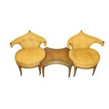  Lot 572 MCM 3pc lounge set by Stand-Built Upholstery. 2 chairs and fitted table, custom www.SouthJerseyAuction.com