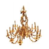 Vintage quality dore bronze 16 arm chandelier - SouthJerseyAuction.com