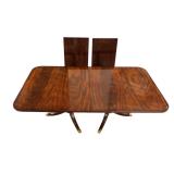 Lot 512:Beautiful Maitland Smith burl mahogany dining room table with 2 20" leaves