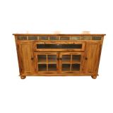 Lot 520:Arts & Crafts style oak buffet / media with slate tile accents by Sedona with fitted interior