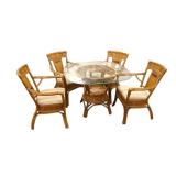 Lot 524:Quality rattan 5 piece dining set, bevel glass top table and 4 chairs
