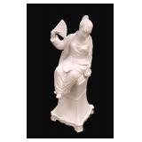 Lot 652:Italian 2 part porcelain glazed lady on pedestal made in Italy