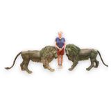 Awesome 6 x 3 ft Match Pair Standing Bronze Lions www.SouthJerseyAuction.com