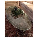 Oval glass coffee table