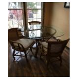 Glass and rattan table