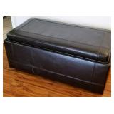Storage Ottoman with Wood Tray