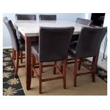 7 Piece Counter Height Marble Top Dining Table Set