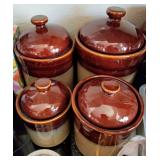 Glazed Brown and Tan Canister Set 