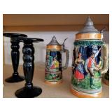 Steins and Candle Holders 