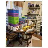 Round Table with Chairs and plastic containers 