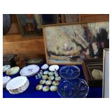various glass & hand painted china
