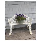 One of a pair of cast iron benches