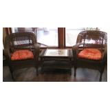 Wicker Ratan Chairs Table 