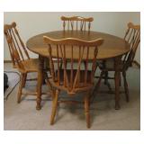 Oak Round Table 4 Chairs 