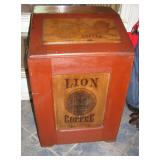 Antique Wood Coffee Bin 