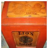 Antique Wood Coffee Bin 