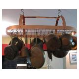 Copper Pots and Rack 