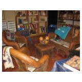 Indian Blankets and Wicker Furniture Set 