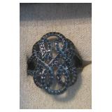 Black Spinel and Sterling Ring 