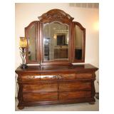Beautiful Intricate Carved Wood Detailing made of Solid Wood Dresser. 