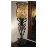 Tall Amber Crackle Glass Lamp 