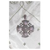 Jerusalem Sterling Silver Cross Pendant 3 inch diameter 
