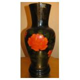 Rose Painted - Black Vase 
