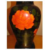 Rose Painted - Black Vase 