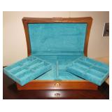 Large Vintage Wood Jewelry Box - Inside 