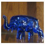 Vintage Cobalt Blue Glass Elephant Candy Dish 