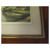 Signed Breton Original Etching - Landscape on the Eure River, France 