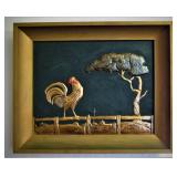 Framed Copper Rooster 