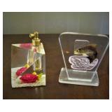 Lucite Perfume Bottle and Holder 
