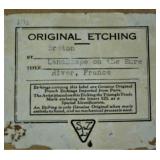 Signed Breton Original Etching - Landscape on the Eure River, France 