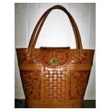 Leather Tooled Handbag 