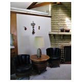 Vintage Whiskey Barrel Swivel Chairs with Table 