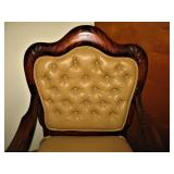 Antique Settee Tufted Leather with Matching Chairs from Italy 