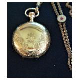 Elgin ladies 14K gold pocket watch 