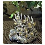 Bold Peacock Crystal Hinge Bracelet 