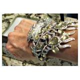 Bold Peacock Crystal Hinge Bracelet 