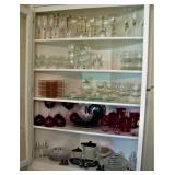 Vintage Red Stemware and Plates- Depression Glass 