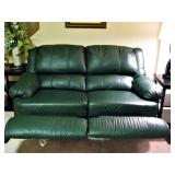 Hunter Green Leather Reclining Loveseat 